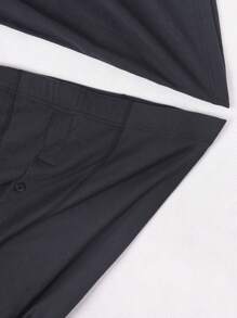 男士灰色圓領長袖長褲保暖內衣套裝 - 深灰色 - 查看 3