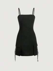 SHEIN MOD Women's Overall Dress With Suspender Straps - Black - View 1
