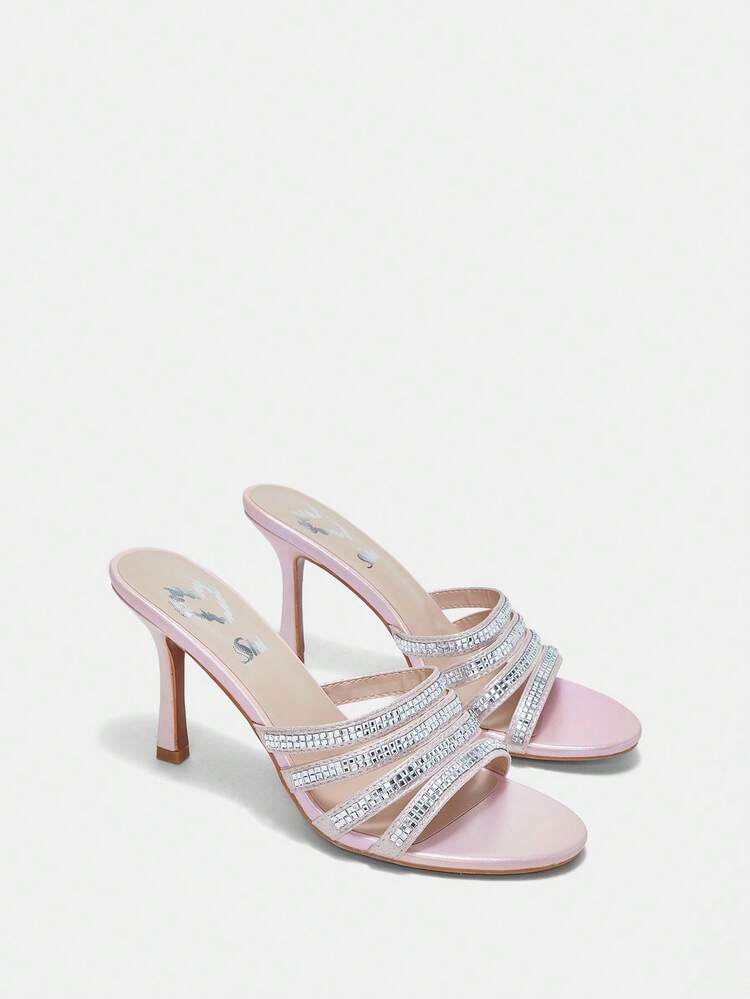 Women's Rhinestone Decorated High Heel Sandals