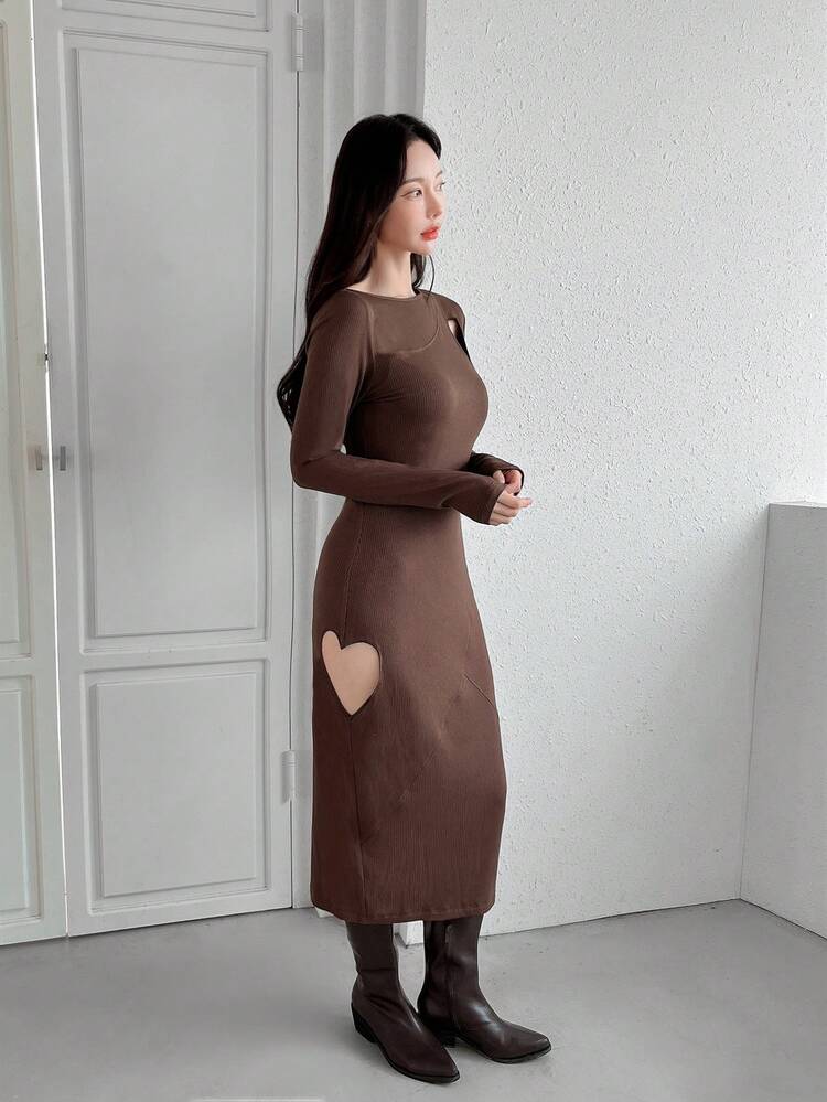 Women's Plain Hollow Out Slit Dress