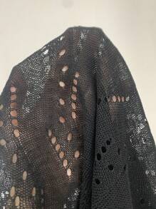 SHEIN Unity 素色網眼針織貝殼邊無袖毛衣背心