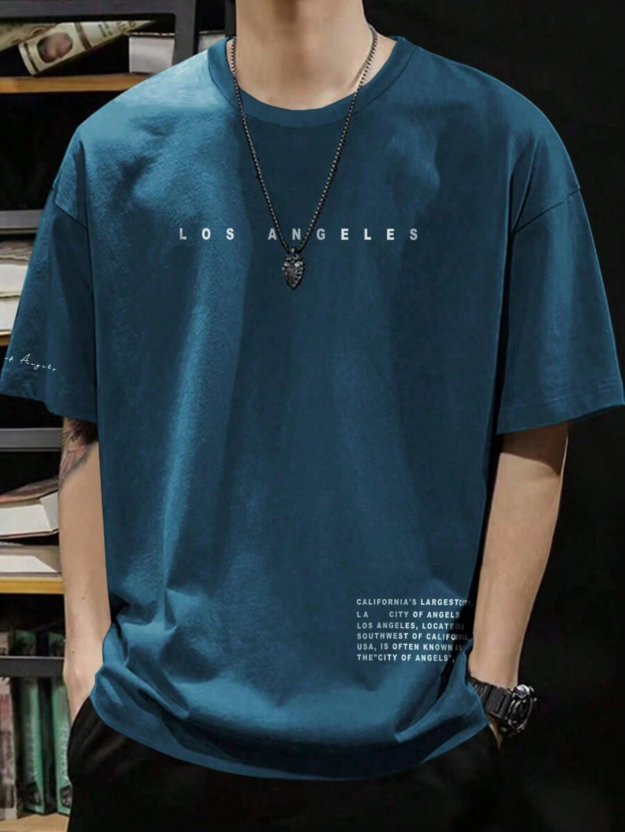 Manfinity Homme Men Slogan Graphic Drop Shoulder Tee