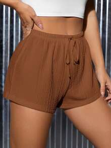 SHEIN PETITE 女式束腰短褲 - 棕色 - 查看 6