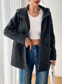 Muchica 束口連帽下垂袖夾克 - 灰色 - 查看 5