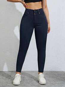 Rivivi Women's Classic Solid Color Fitted Pants, Casual And Versatile - Royal Blue - View 4