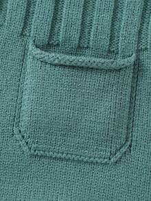 Ropa De Gateo Para Bebé Con Suéter Con Pantalones De Peto De Color Sólido De Moda - Verde - Ver 4