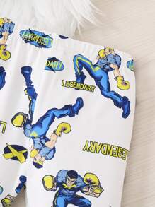 SHEIN 青少年男孩休閒短袖圓領印花t恤和長褲套裝,緊身家居服 - 彩色 - 查看 8