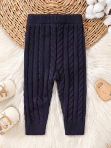 嬰兒女童休閒極簡毛衣褲 - 藏蓝色 - 查看 2