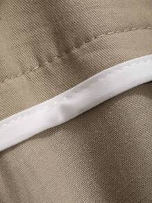 Dazy Designer Solid Color Fold-over Pleated Wide Leg Pants - Khaki - View 3