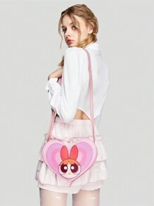The Powerpuff Girls | ROMWE 卡通图案心形设计新奇包，情人节 - 粉色 - 查看 2