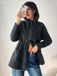 Muchica 束口連帽下垂袖夾克 - 灰色 - 查看 2