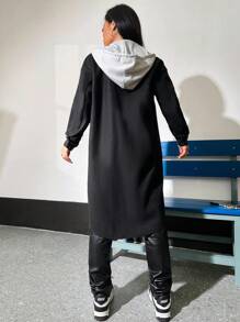 SHEIN Unity 女式繫扣抽繩連帽羊毛大衣