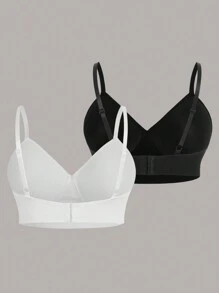 Easithlete Plus 2pcs Solid Adjustable Strap Sports Bra - Multicolor - View 3
