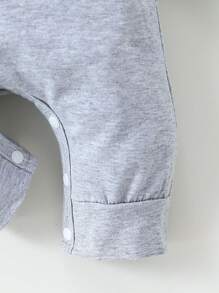 Sơ sinh Em bé Con trai Lá thư In Với mũ - Màu Xám nhạt - Xem 5