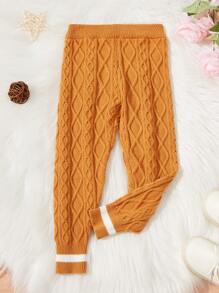 SHEIN Pantaloni A Maglia A Coste Per Bambine