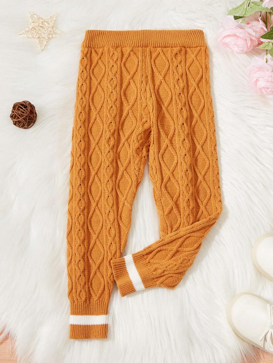 SHEIN Pantaloni A Maglia A Coste Per Bambine
