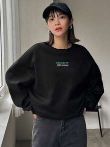 FRIFUL 女性印花後背開叉下垂肩毛衣 - 黑色 - 查看 3