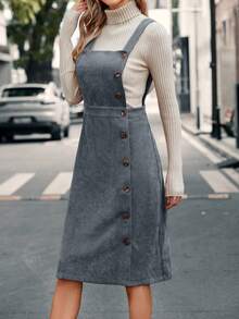 EMERY ROSE Quý cô Vải to sợi Đầm Tổng thể - Xám - Xem 3