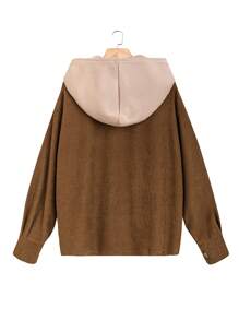 Celure 大尺碼女款拼色束口連帽夾克 - 咖啡棕 - 查看 2