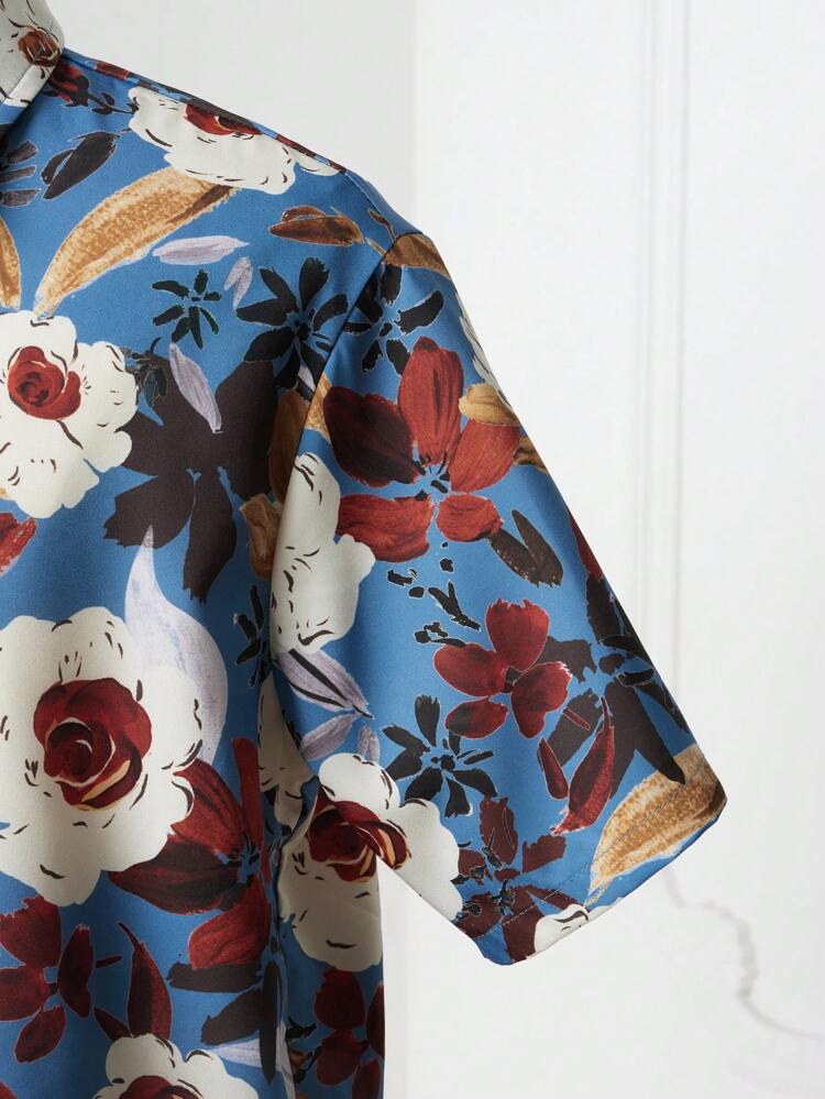 Tween Boys' Loose Fit Casual Short Sleeve Shirt With Patterned Tie And Long Pants Outfit