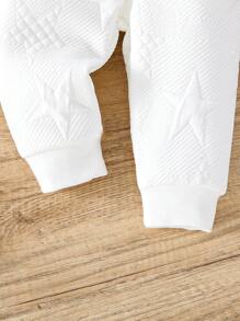 Baby Girls' Star Patterned Sweatshirt Set, 1 Top And 1 Pants - White - View 6