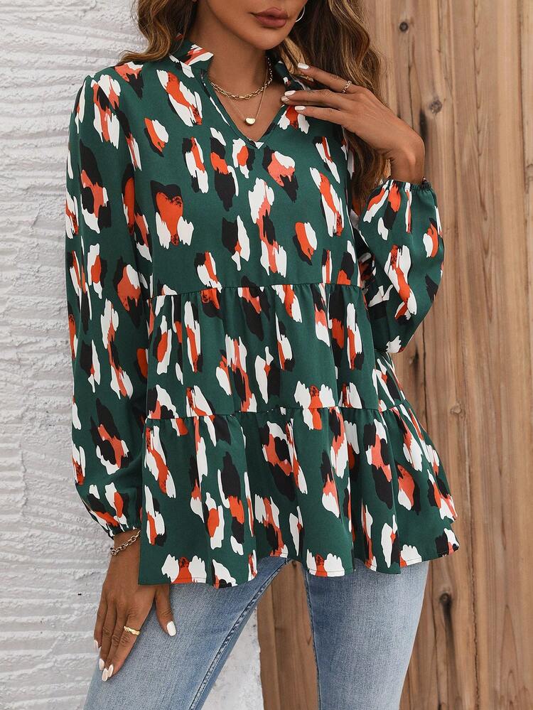 Ladies All-over Ruffled Hem Shirt