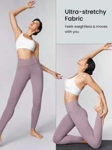 GLOWMODE 28" FeatherFit™ Crossover Leggings Gym Fall Winter - Elderberry - View 5