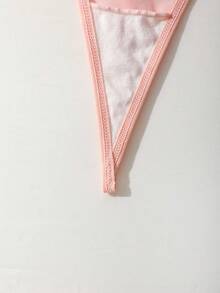 SHEIN 女士綁帶對比色性感內衣 - 粉色 - 查看 5
