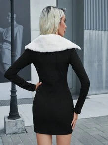 Aveloria Robe Longue Pour Femme À Col Patchwork Et Manches Longues