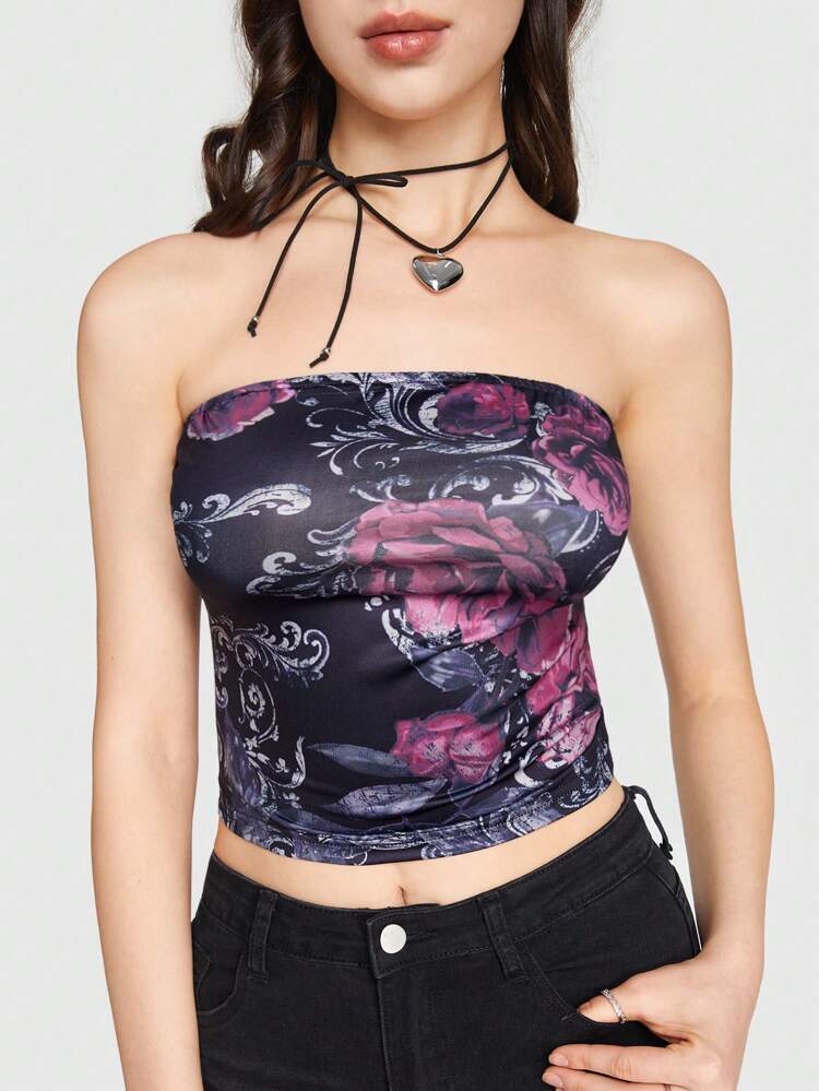 Women's Floral Print Bandeau Top