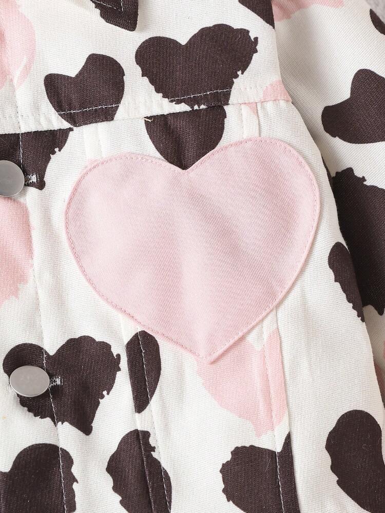 Baby Girls' Casual Jacket With Heart Print