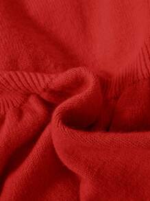 SHEIN Infant Cute Long Sleeve Round Neck Sweater Dress With Ruffle Hem - Red - View 5