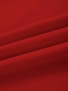 SHEIN Unity 大尺碼女貓標語印花抓絨運動衫 - 紅色 - 查看 3