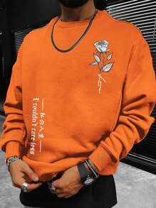 Aesthetic Post--Men's Sweatshirt With Rose Design - Burnt Orange - View 1
