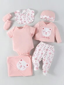 SHEIN 7 Piezas De Conjunto De Caja De Regalo De Impresión De Dibujos Animados Para Bebé Niña - Multicolor - Ver 1