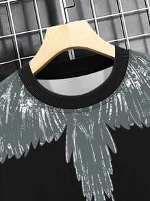 Manfinity LEGND 男士翅膀印花運動衫 - 黑色 - 查看 6