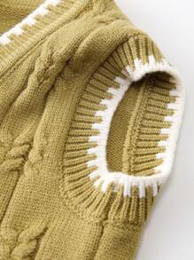 新款秋冬嬰兒男孩衣領毛線背心 - 綠色 - 查看 3