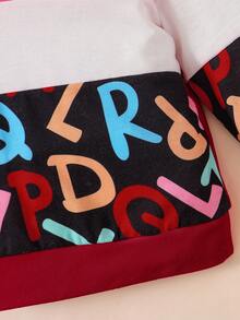 Trẻ sơ sinh In thư Nhiều màu Vá lại Áo nỉ Và Khối màu Dài Quần Bộ , Thích hợp Đối với Mặc hàng ngày , Đường phố , Thời gian rảnh rỗi , Mùa Xuân , Mùa thu , Mùa Đông - Màu Đỏ Sâu - Xem 6