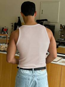 DAZY Men's Ribbed Tank Top - Apricot - View 2