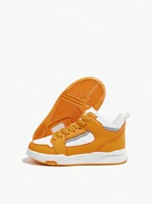 Cơ bản Đúng mốt Và Giải trí Trẻ em Cao-top Bằng phẳng Giày thể thao Với Khối màu Thiết kế - Màu vàng - Xem 11