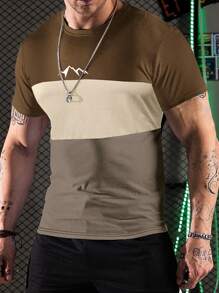 Manfinity Homme 男款顏色拼接修身t恤 - 彩色 - 查看 1