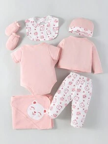 SHEIN 7 Piezas De Conjunto De Caja De Regalo De Impresión De Dibujos Animados Para Bebé Niña - Multicolor - Ver 2