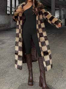 Gameset SHEIN Sport Women's Seamless High Elastic Ribbed One Shoulder Sports Jumpsuit Full Body Sports Jumpsuit Gym Women's Clothing - Black - View 3