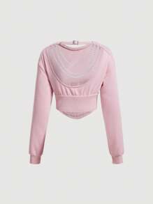 SHEIN MOD Solid Color Asymmetric Hem Pullover Sweatshirt