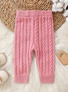 女嬰粉紅休閒簡約百搭毛衣褲