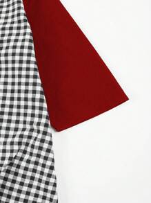 Women's Plus Size Checkered Dress - Burgundy - View 5