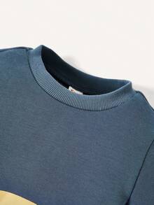 Cozy Pixies Infant Boys' Cartoon Animal Print Round Neck Sweatshirt And Trousers Set - Blue - View 3