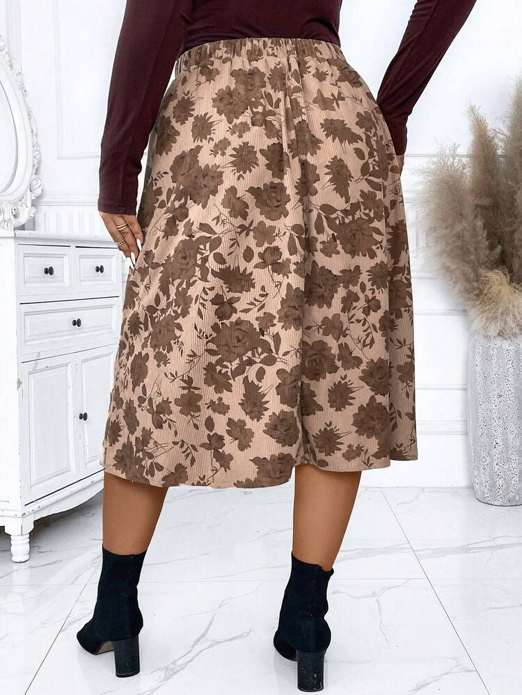 Women'S All-Over Flower Print Skirt Fall Cloth For Women