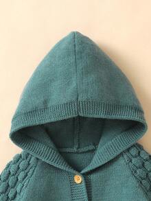 Em bé Con trai Màu thuần áo có mũ Áo len Jumpsuit - màu xanh lá - Xem 3