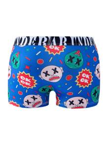 Men's Cartoon Printed Alphabet Weave Belt Boxer Briefs - Blue - View 2